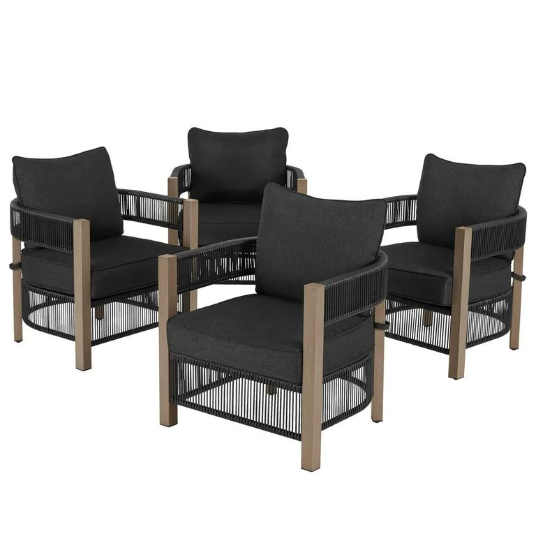 Better Homes & Gardens Tarren 5-Piece Wicker Outdoor Conversation Set, Black | Walmart (US)