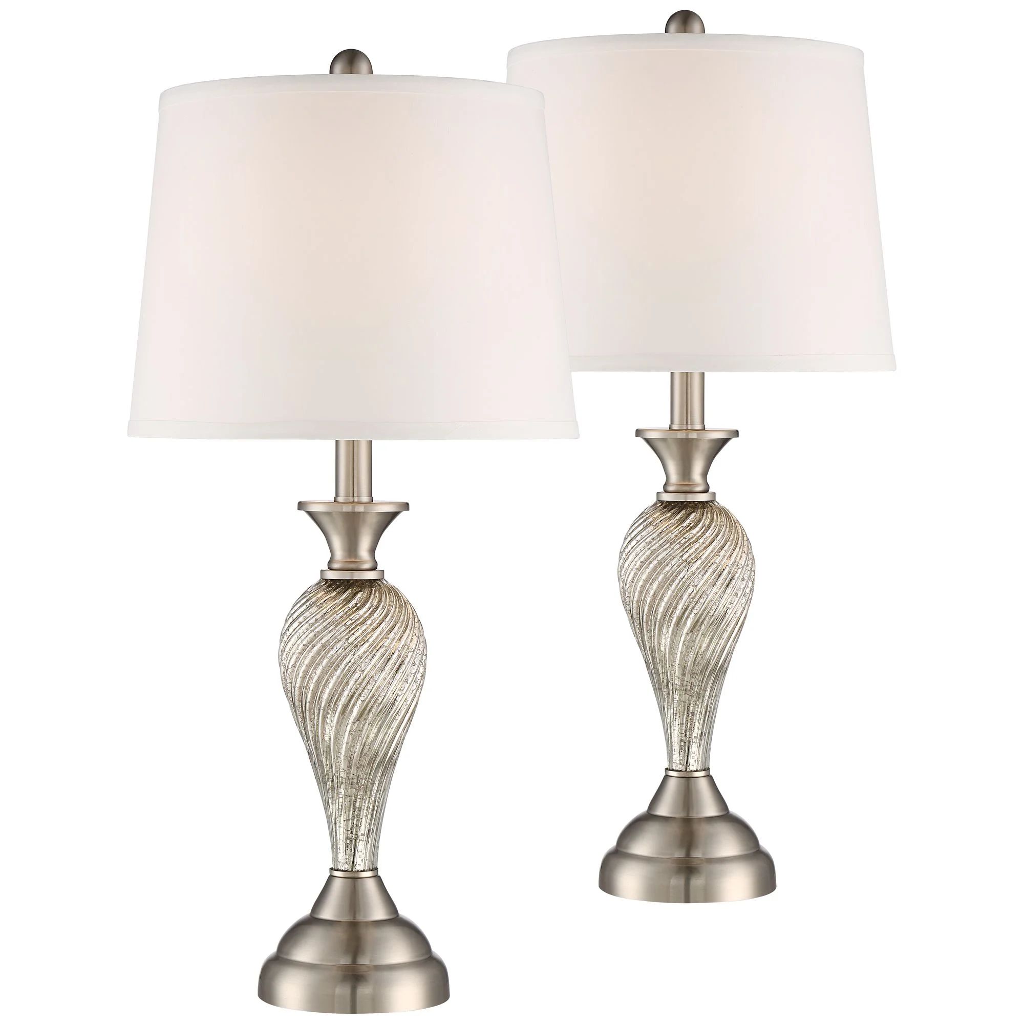 Regency Hill Traditional Table Lamps 25" High Set of 2 Mercury Glass Twist White Empire Shade for... | Walmart (US)