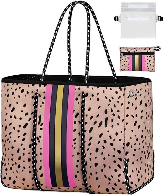 IBFUN Neoprene Tote Bag Beach Bag Women Gym Tote Pool Bag Large Travel Tote Bag | Amazon (US)