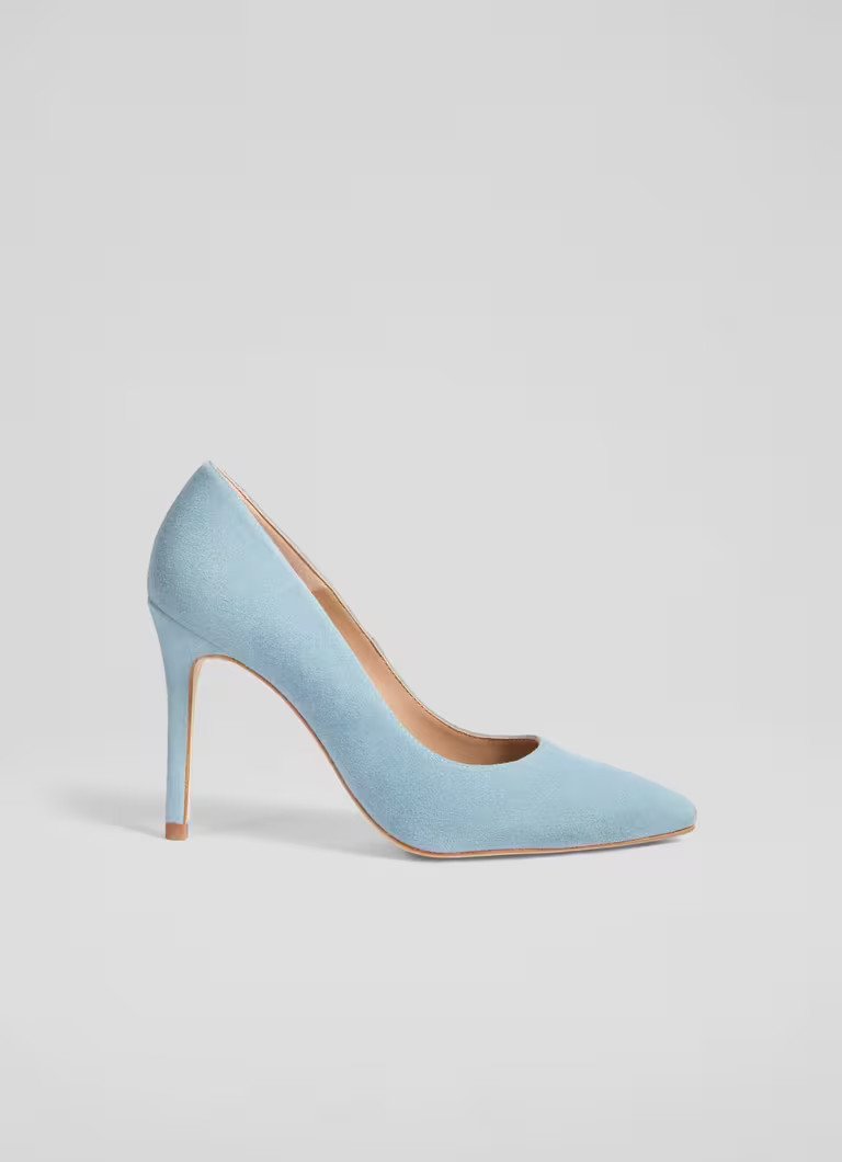 Classic Fern Powder Blue Suede Pointed Stiletto Courts | L.K. Bennett (UK)