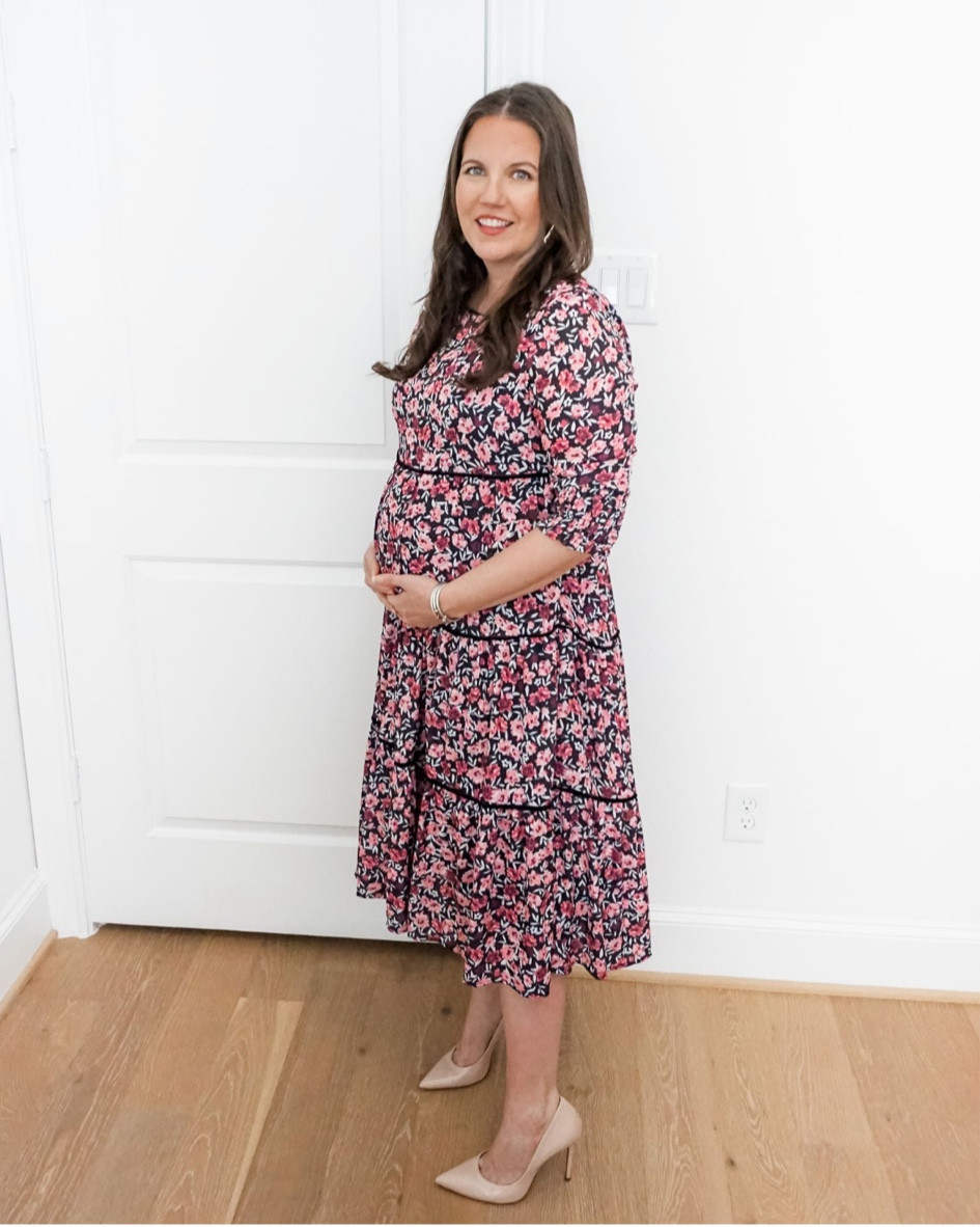 Work wear / maternity dress / pink floral dress / spring dresses / pregnancy outfit 

#LTKSeasonal #LTKbump #LTKworkwear