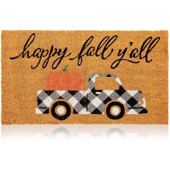 Juvale Happy Fall Y'all Coir Door Mat Welcome Doormat Indoor Outdoor Nonslip Front Rugs 30 x 17 | Target