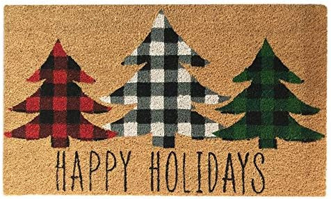 Elrene Home Fashions Farmhouse Living Holiday Plaid Christmas Tree Coir Doormat for Entryway/Fron... | Amazon (US)