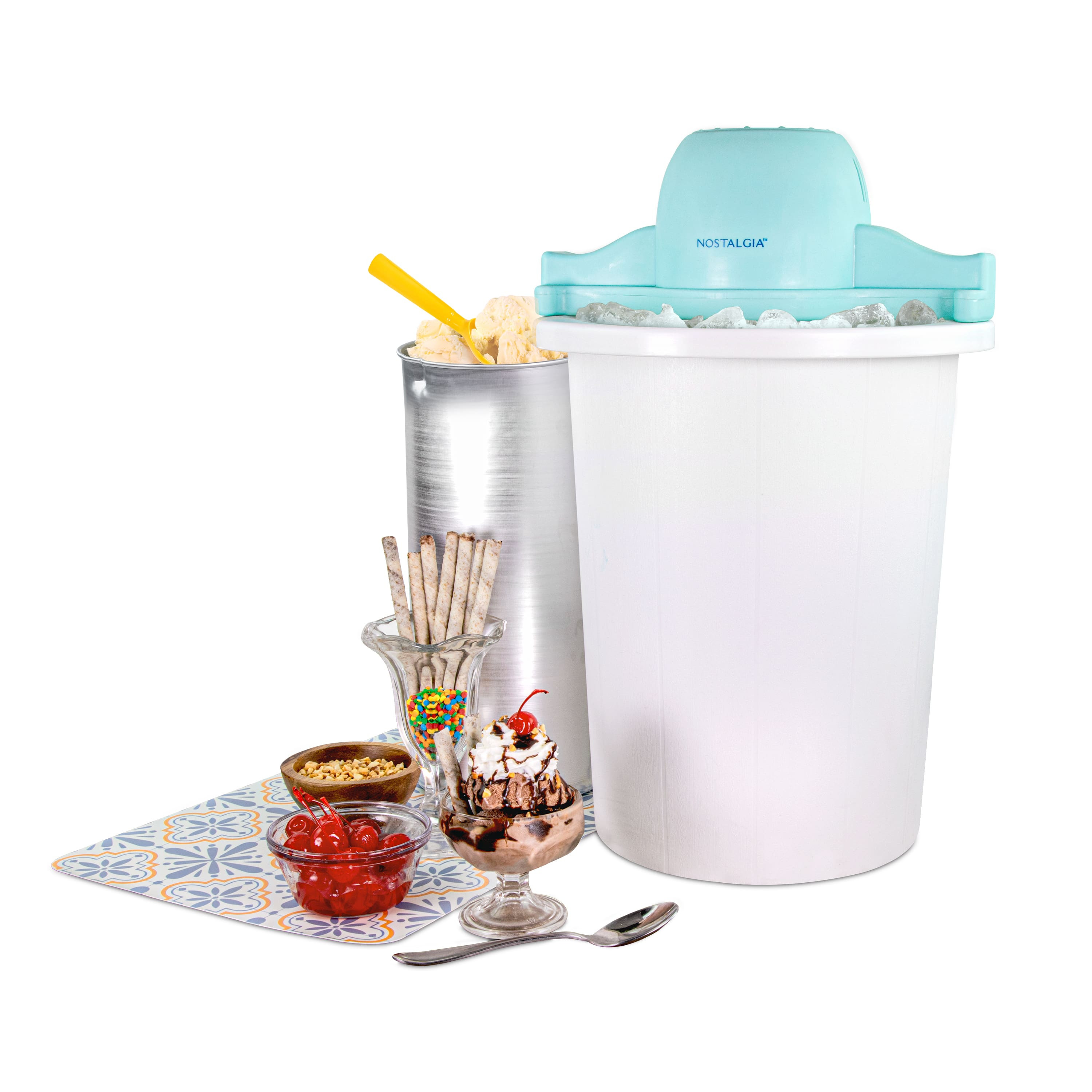 Nostalgia - 6-qt. Parlor Electric Ice Cream Maker - Blue/White | Best Buy U.S.