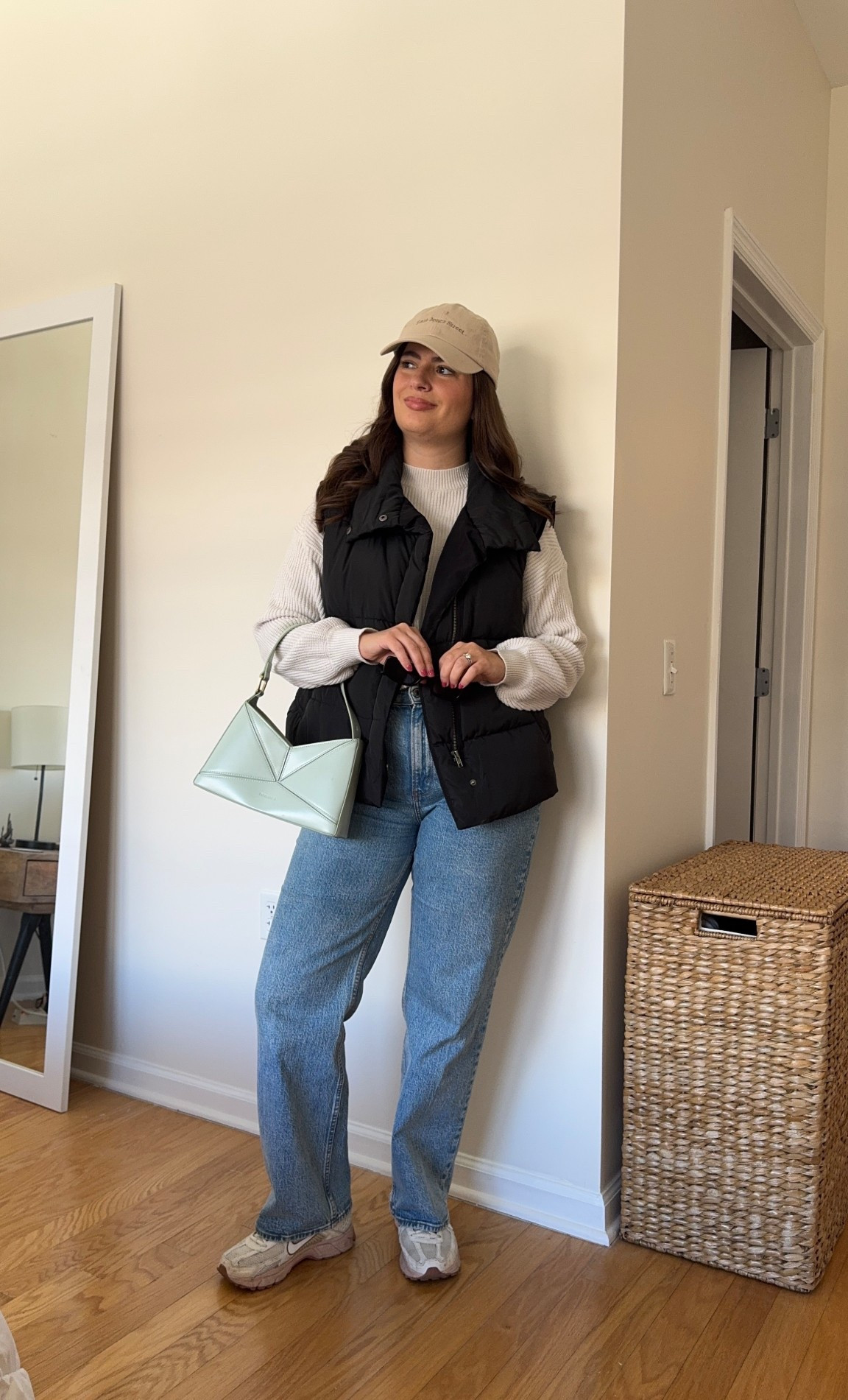 Style a casual fall outfit with me! This filter wanted me to style blue bottoms, a blue bag, dad sneakers and a puffer vest so that was the main inspiration for my look. I added a white sweater from Amazon, a custom baseball cap from Etsy (linked similar ones) and then my favorite black sunglasses. I loved putting together this look perfect for autumn weather.

#LTKFindsUnder100 #LTKSeasonal #LTKStyleTip