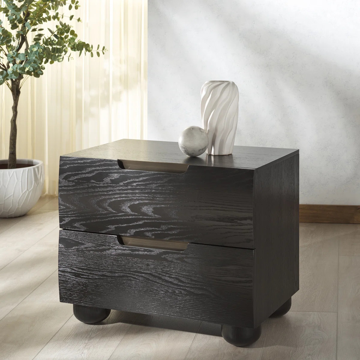 Estelle Beethoven Wood 2 Drawer Nightstand | Wayfair North America