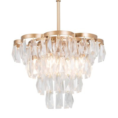 Uolfin  4-Light Matte Gold Chandelier with Crystal Prisms Modern/Contemporary Crystal Chandelier | Lowe's