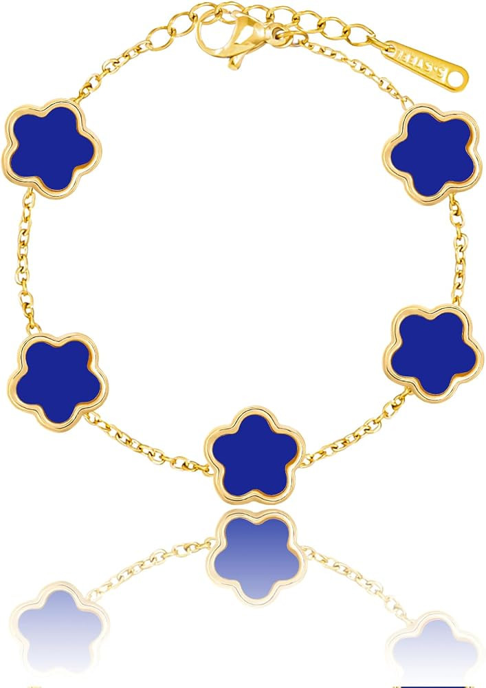 14K Gold Dainty Four Leaf Clover Bracelets for Women Lucky Flower Jewelry | Amazon (US)