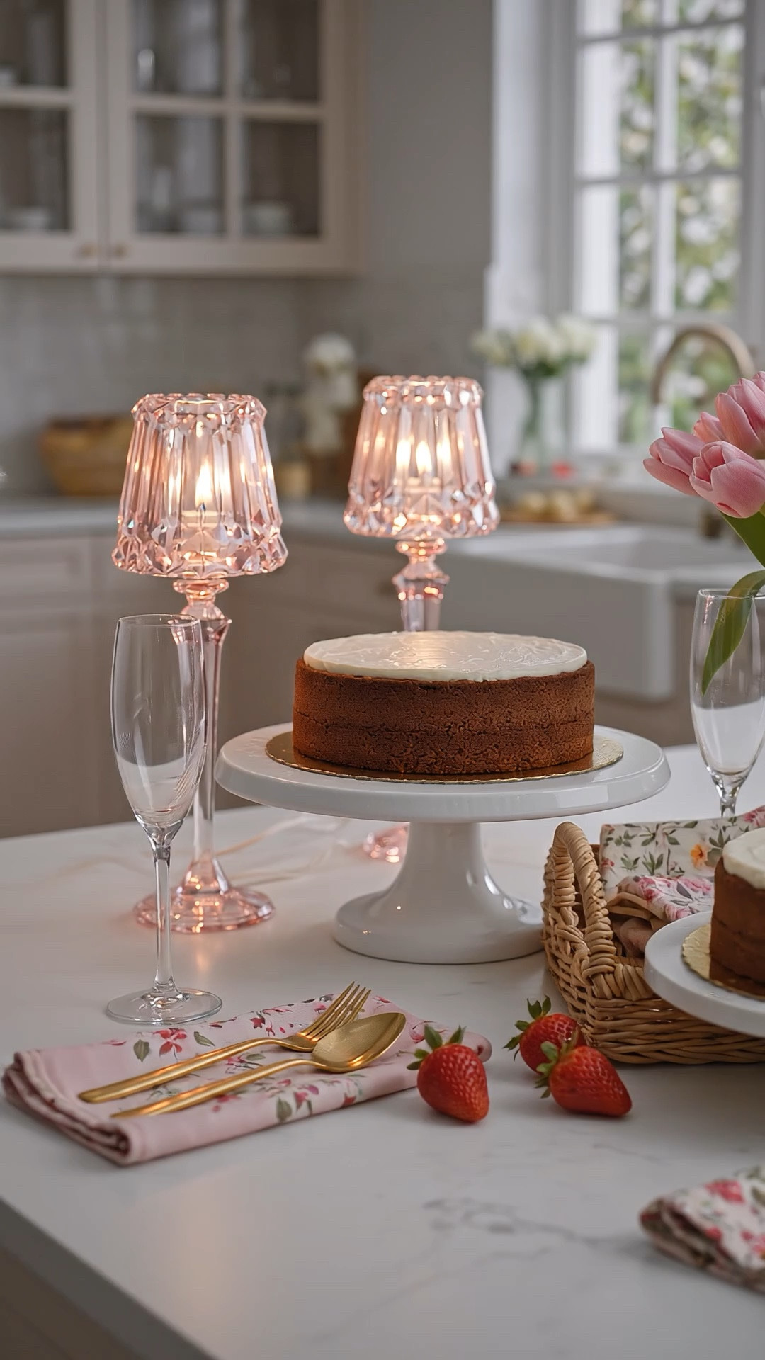 Imagine coming home to this kitchen island after a long day ✨

Not for hosting — just a quiet moment to reset. A simple chocolate cake, a couple of flutes, that soft crystal lamp glow… and a floral table linen that instantly brings in that fresh spring mood.

I love treating the kitchen island like a lived-in tablescape — something effortless, but still intentional. It doesn’t take much, just a few beautiful layers to make everyday moments feel a little more special.

Everything linked if you want to bring this feeling into your own space.

#kitchenisland #kitchenislandstyling #kitchendecor #tablelamp #cordlesslamp #crystallamp #flutedglass #champagneflute #traydecor #tablescape #tablelinen #floraltablecloth #dessertdisplay #cakestand #homedecor #springdecor #homevibes #everydayluxury #cozyhome

#LTKdayinmylife #LTKHome #LTKFestival