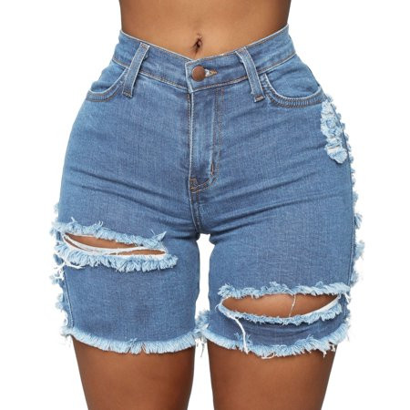 mveomtd Denim Shorts for Women High Waisted Ripped Distressed Stretchy Jean Shorts Women s plus Pant | Walmart (US)