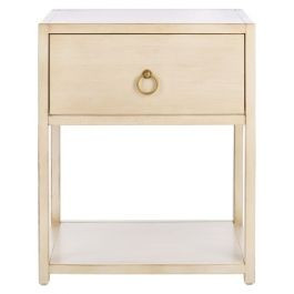 Acadia Wood One Drawer Contemporary Nightstand in Antique White | The Well Appointed House, LLC
