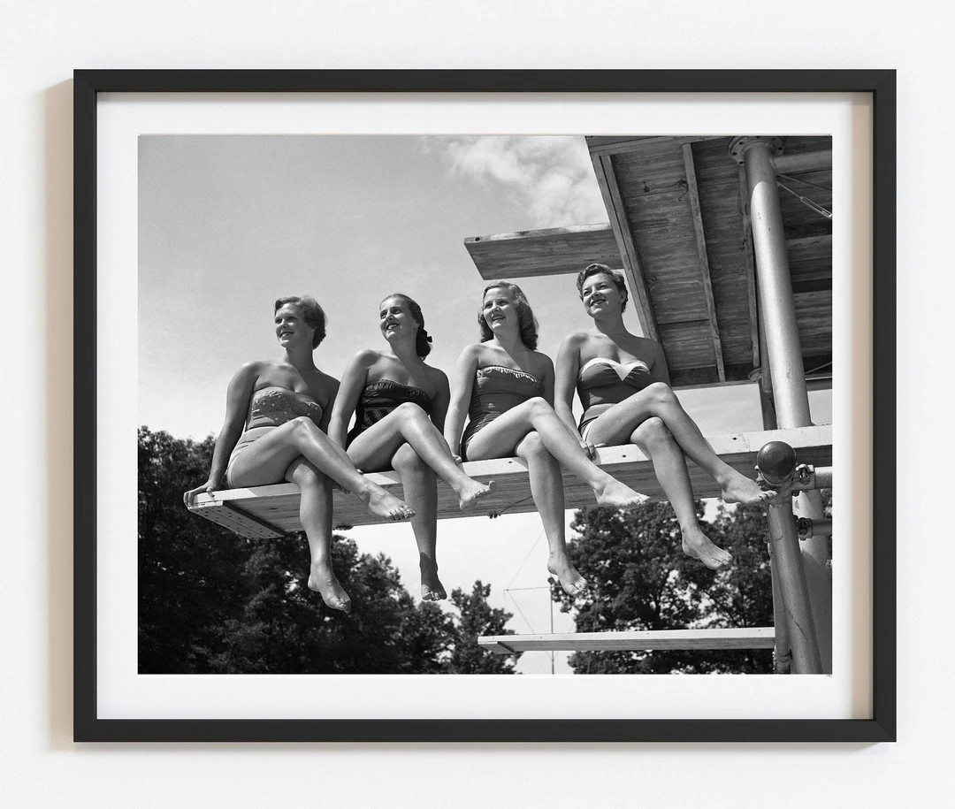 1950s Swimsuit Models Photo Print: Retro Black and White Wall Art - Etsy | Etsy (US)