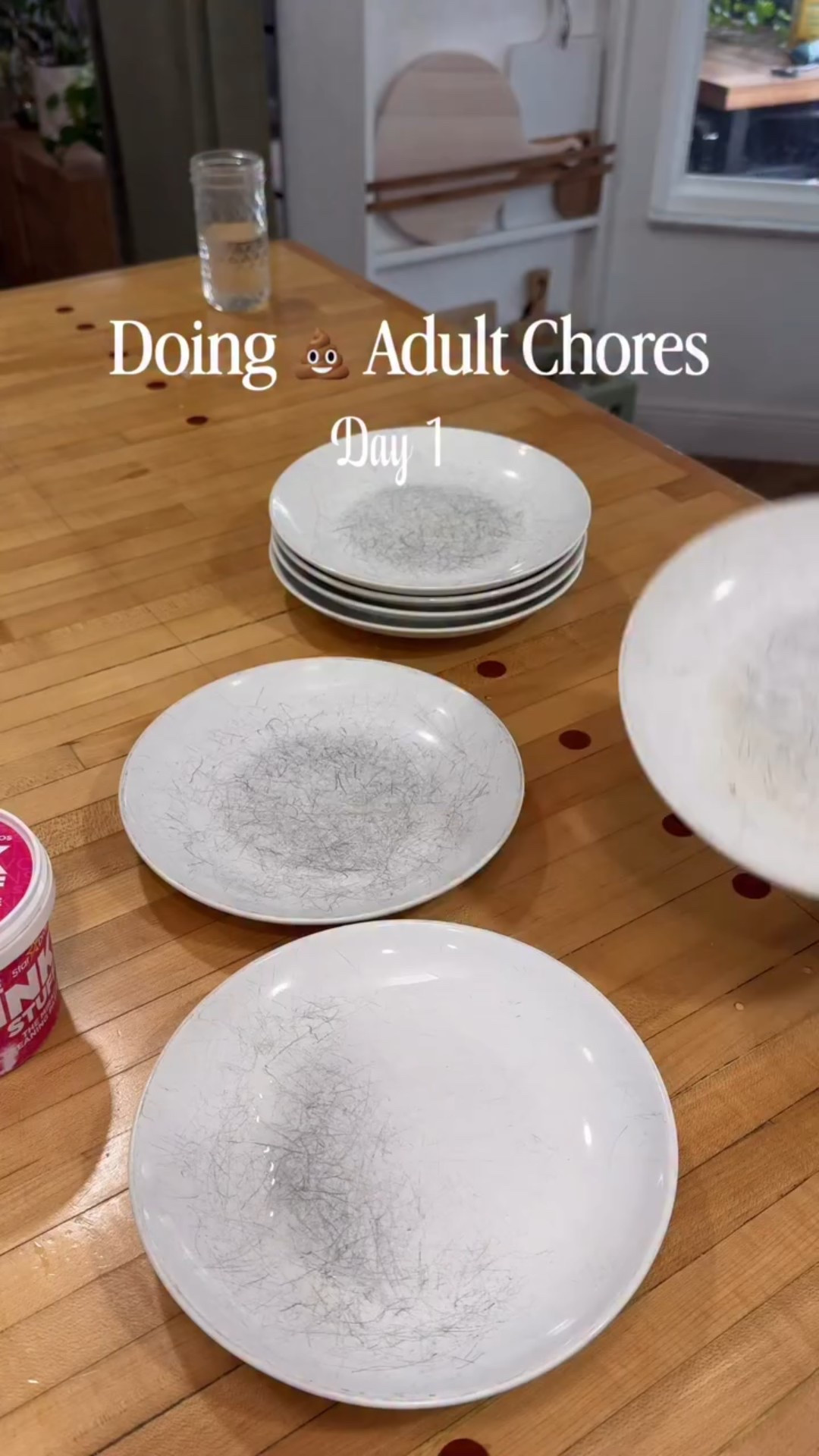 Welcome to my new series ✨doing 💩 adult chores✨ all the things I put off doing but really don’t take long at all. 

This is one I don’t do nearly as often as I should. Silverware scratches can be easily removed from plates. 

🫧 🧽 comment CLEAN and I’ll message it to you the cleaner I used. 

#diyhomeprojects