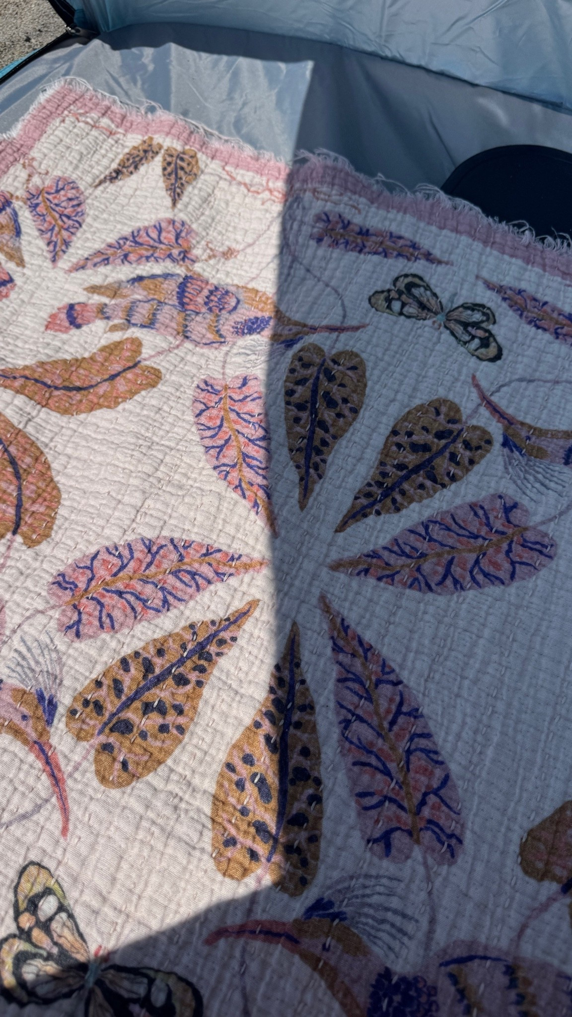 Cotton gauze blankets >>>> beach towels. Lighter, comfier & better for you than synthetic!! I recommend these ones from Anthro that I have and love