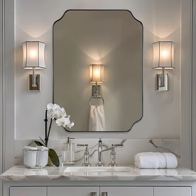 Contemporary Rounded Notched Corner Irregular Scalloped Mirror for Wall | Wayfair North America