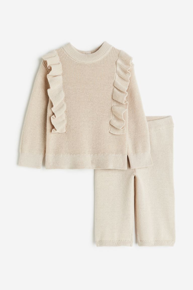 2-piece Knit Set - Light beige - Kids | H&M US | H&M (US + CA)