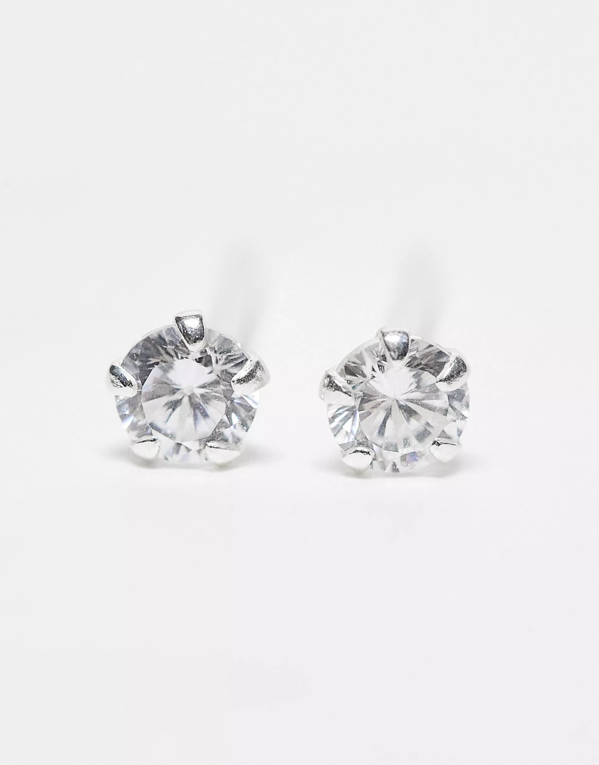Kingsley Ryan sterling silver 2 pack of crystal stud earrings in silver | ASOS | ASOS (Global)