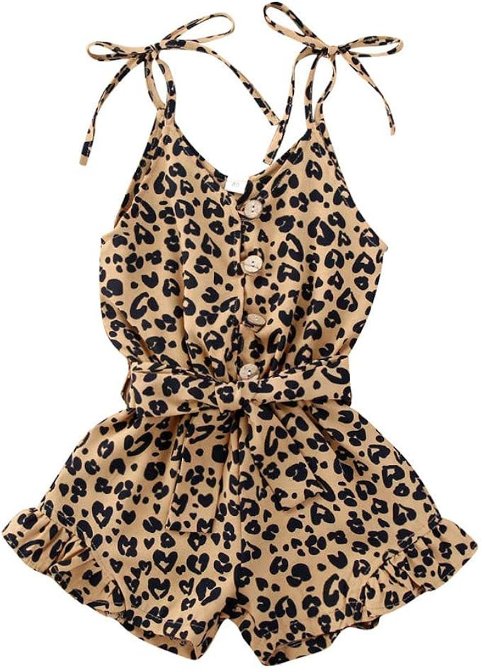 Rtnnsbbfcm Toddler Baby Girl Valentine's Day Romper Bodysuit Heart Print Sleeveless Strap Ruffle ... | Amazon (US)