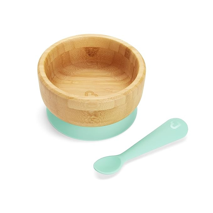 Munchkin® Bambou™ Suction Bowl and Silicone Spoon for Babies and Toddlers, Non-Toxic Bamboo | Amazon (US)