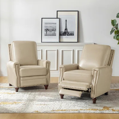 Andrena 32''W Genuine Leather Recliner with Nailhead Trim | Wayfair North America