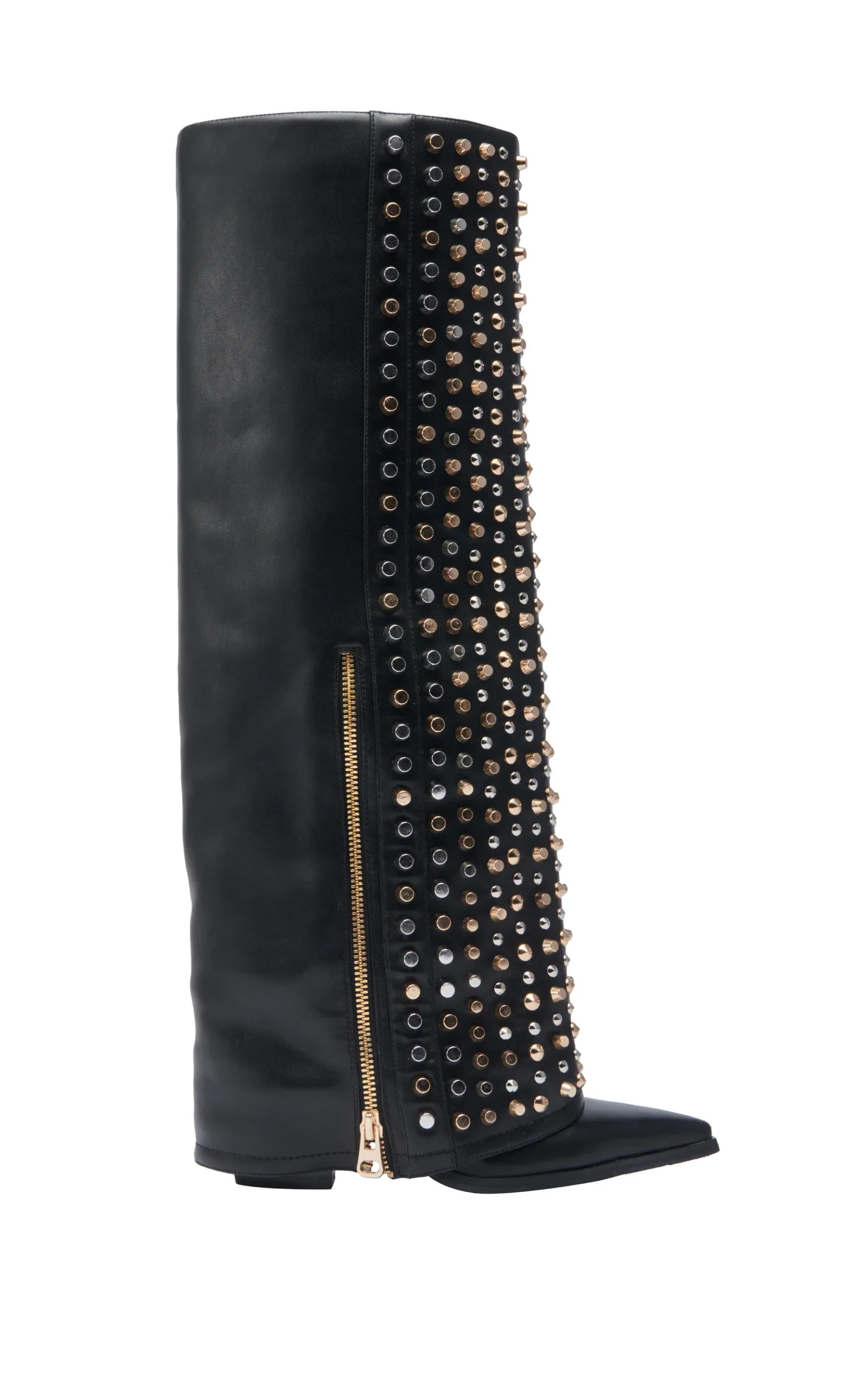AGUSTUE-BLACK STUDDED WESTERN BOOT | Azalea Wang