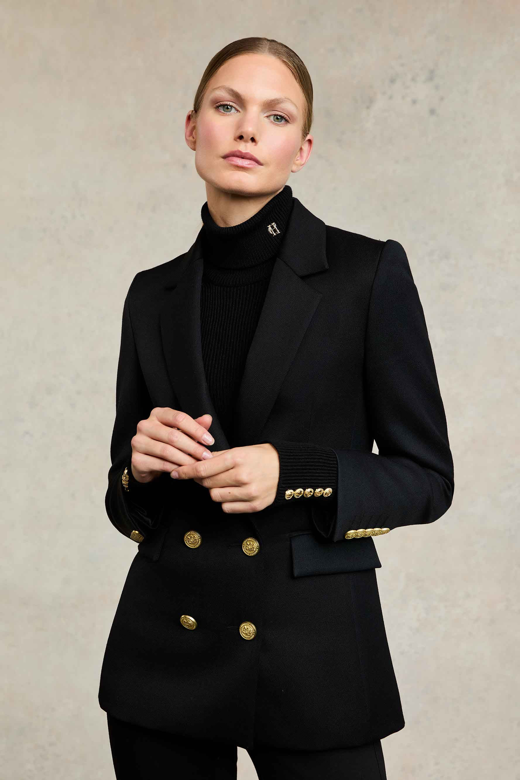 Double Breasted Blazer (Black Twill) | Holland Cooper