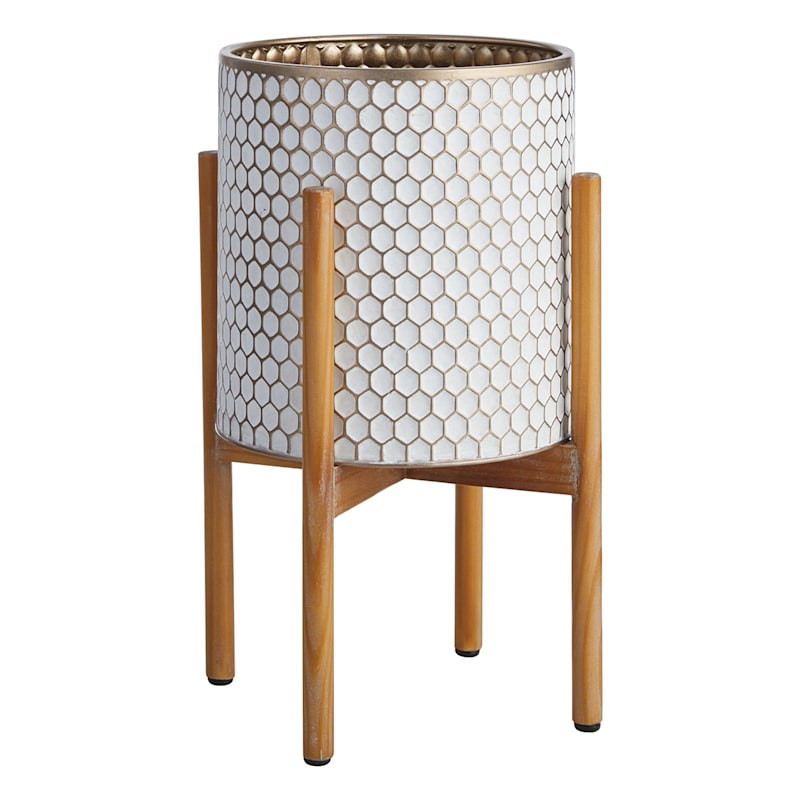 Textured Metal Planter Stand, 10" | At Home