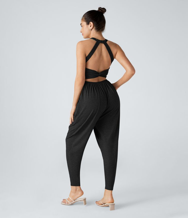 Women\u2019s U Neck Pocket Harem Casual Jumpsuit-Easy Peezy Edition - Halara | HALARA