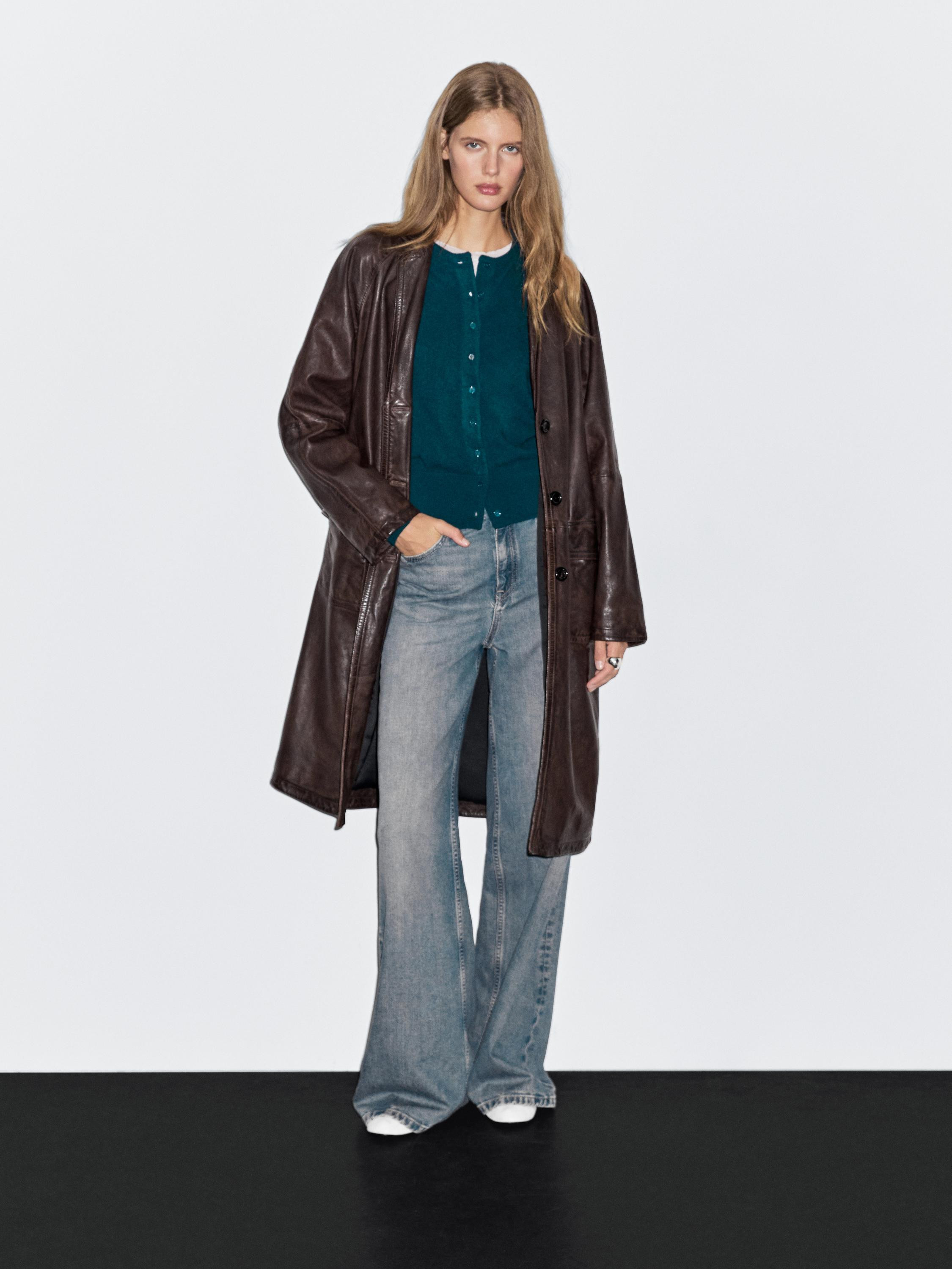 Long nappa leather coat | Massimo Dutti UK