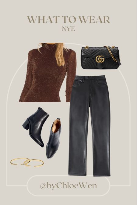 WHAT TO WEAR: New Year's Eve! Revolve brown sequin bodysuit with Abercrombie black leather pants and Madewell black heeled booties!

#winter
#winterfashion
#winterstyle
#winteroutfit
#holiday
#holidayoutfit
#newyears
#newyearseve
#whattowear
#howtostyle
#revolve
#abercrombie
#madwell
#gucci
#mejuri

#LTKHoliday #LTKSeasonal #LTKstyletip