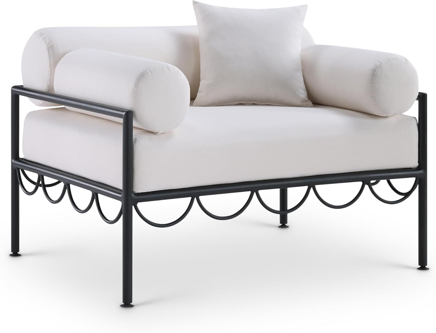 Meridian Furniture 55031Cream-C Portofino Collection Art Deco Outdoor Patio Chair with Matte Blac... | Amazon (US)