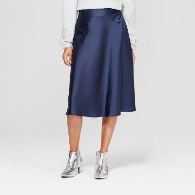 Women's Satin Midi Skirt - A New Day™ Navy S | Target