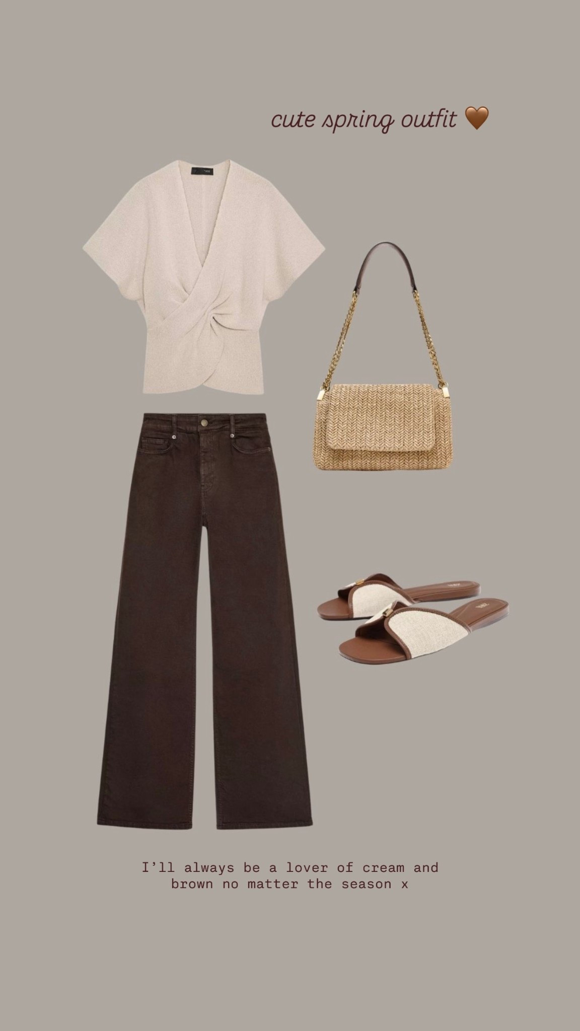 Spring outfit 
Neutral tones
Jeans and a cute top 

#LTKspringtrends #LTKholiday