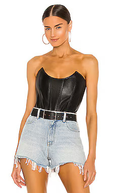 Miaou Leia Corset Leather in Black from Revolve.com | Revolve Clothing (Global)
