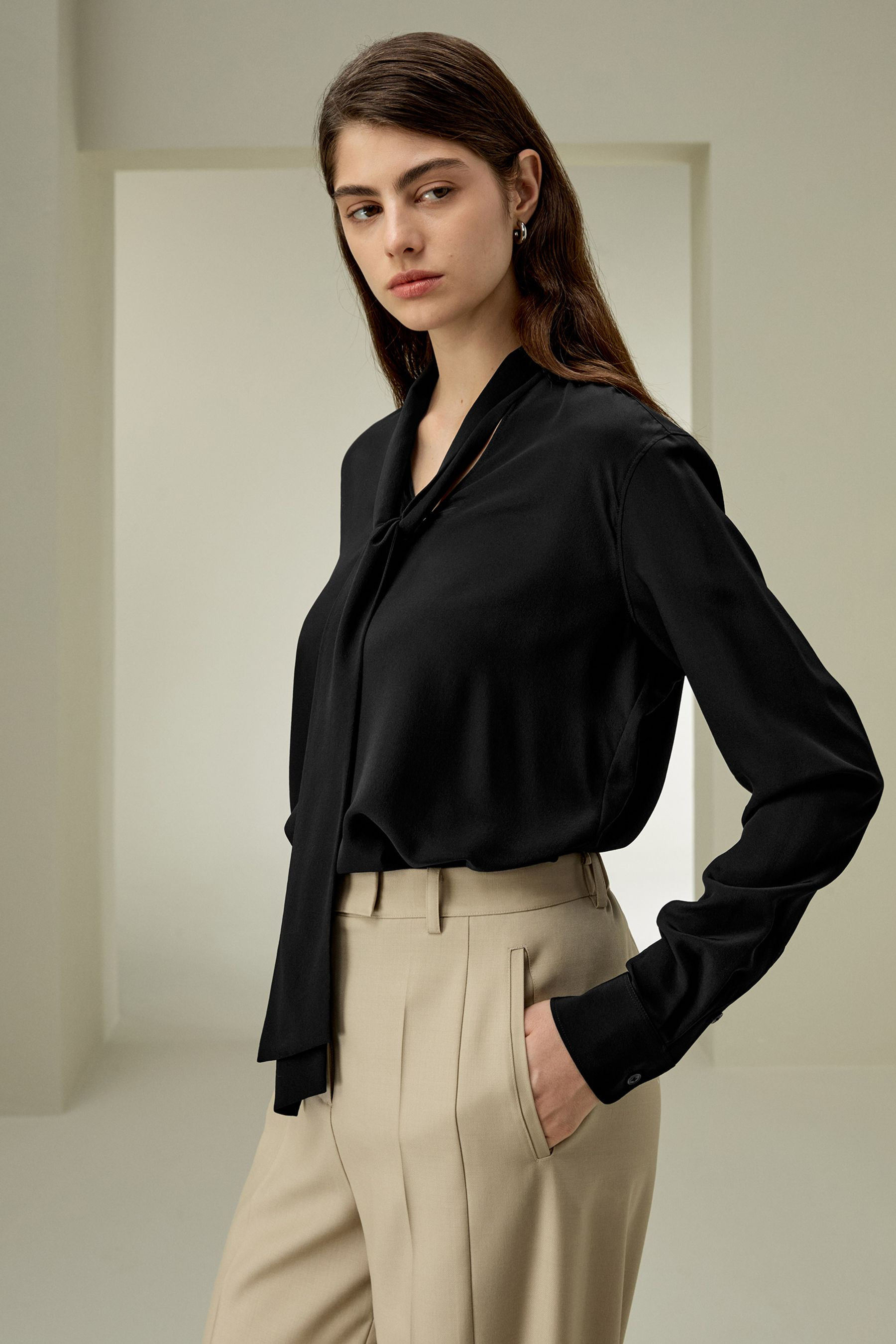 Silk Bowtie Blouse | LilySilk