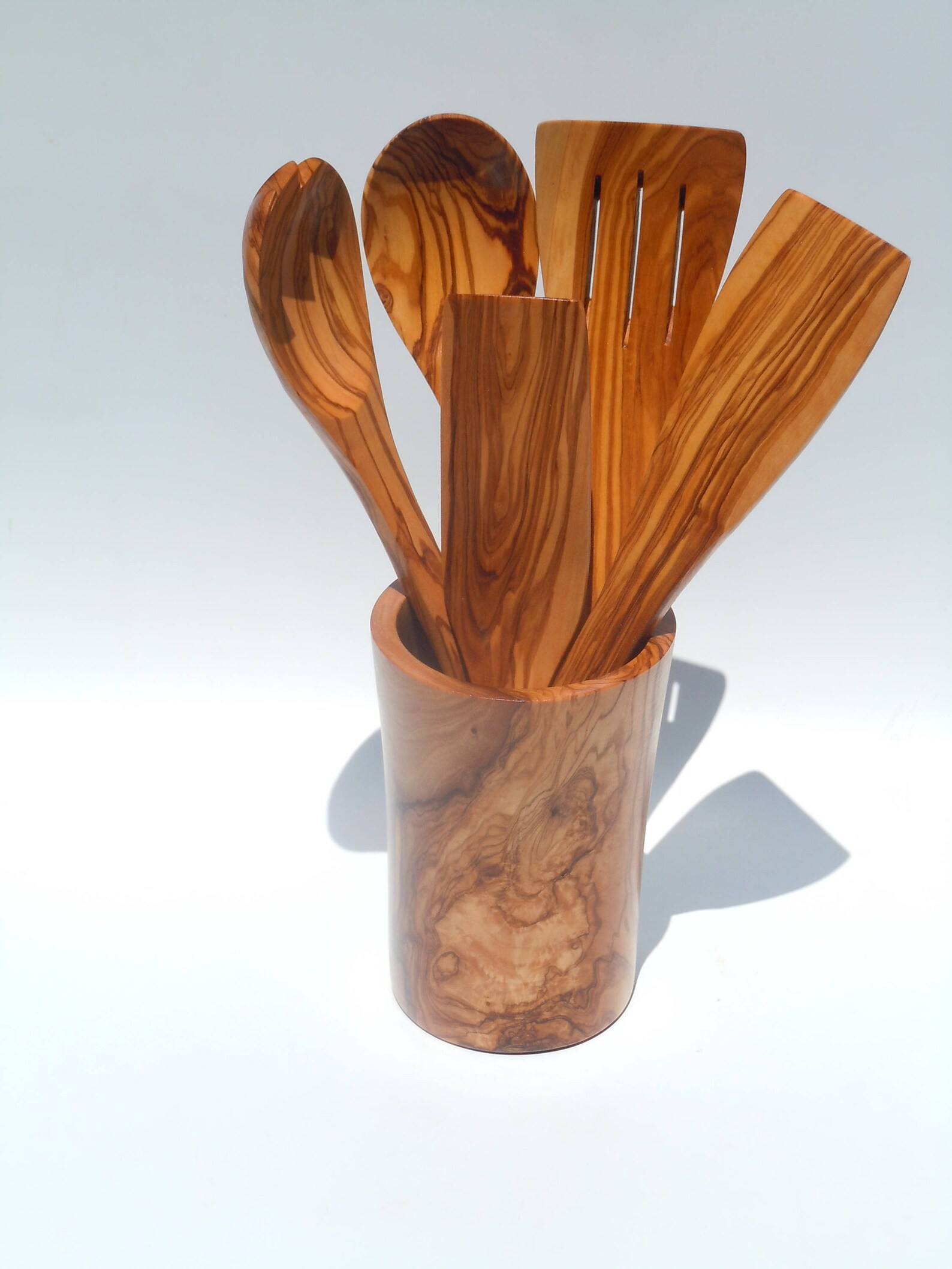 Olive wood ultimate utensils set ,spoon,spatula,spork, slotted spatula,ladle,utensils holder,free... | Etsy (US)
