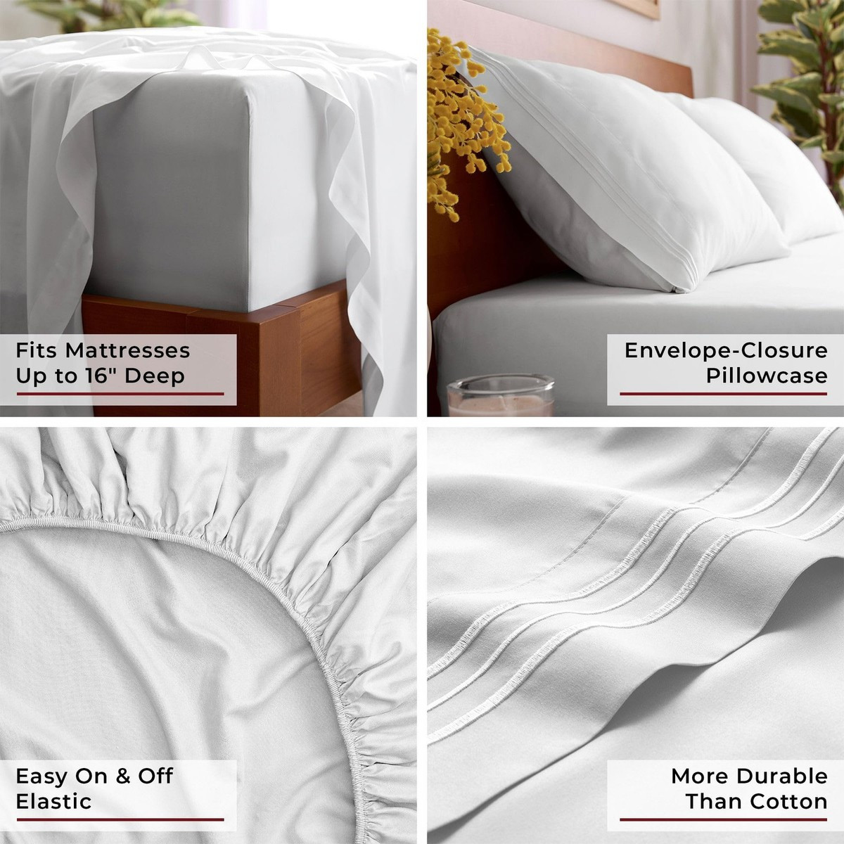 2000 Series 4-Piece Bed Sheet Set Soft Deep Pocket Twin King Queen Full Sheets | eBay | eBay US