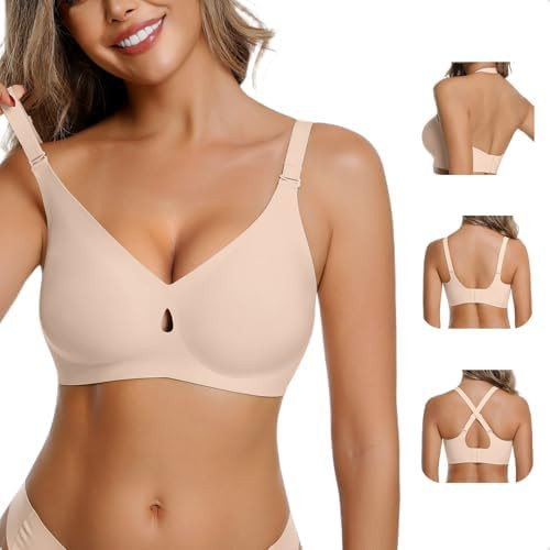 LUCKMEEY Bras for Women No Underwire Wireless Bras Removable Straps (U/Halter/Cross) Push Up Seam... | Amazon (US)