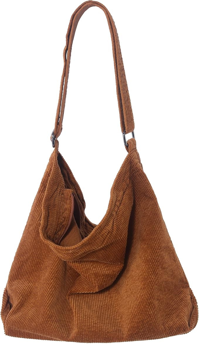 ALUWU Corduroy Tote Bag for Women Canvas Shoulder Handbags Cute Large Purse | Amazon (US)