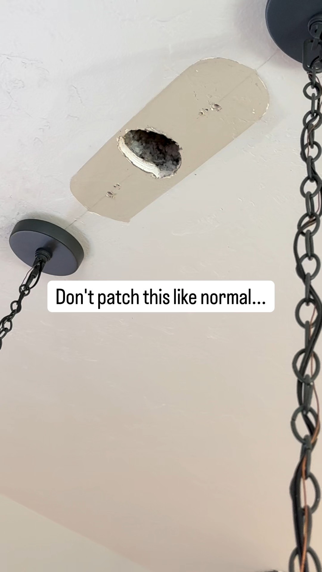 Drywall holes are one of those annoying little things that make a whole room feel unfinished. And the reason they sit there forever is because “fixing it” usually sounds like a whole drywall project cutting a piece, trying to match thickness, taping, mudding, sanding… no thanks.

This is the simple fix that makes it disappear so your eye stops going straight to it every time you walk in. It’s perfect for those random holes left behind from old fixtures, hooks, or “what was I thinking” installs and it doesn’t have to turn into an all day thing.  #DIY #LTKHome