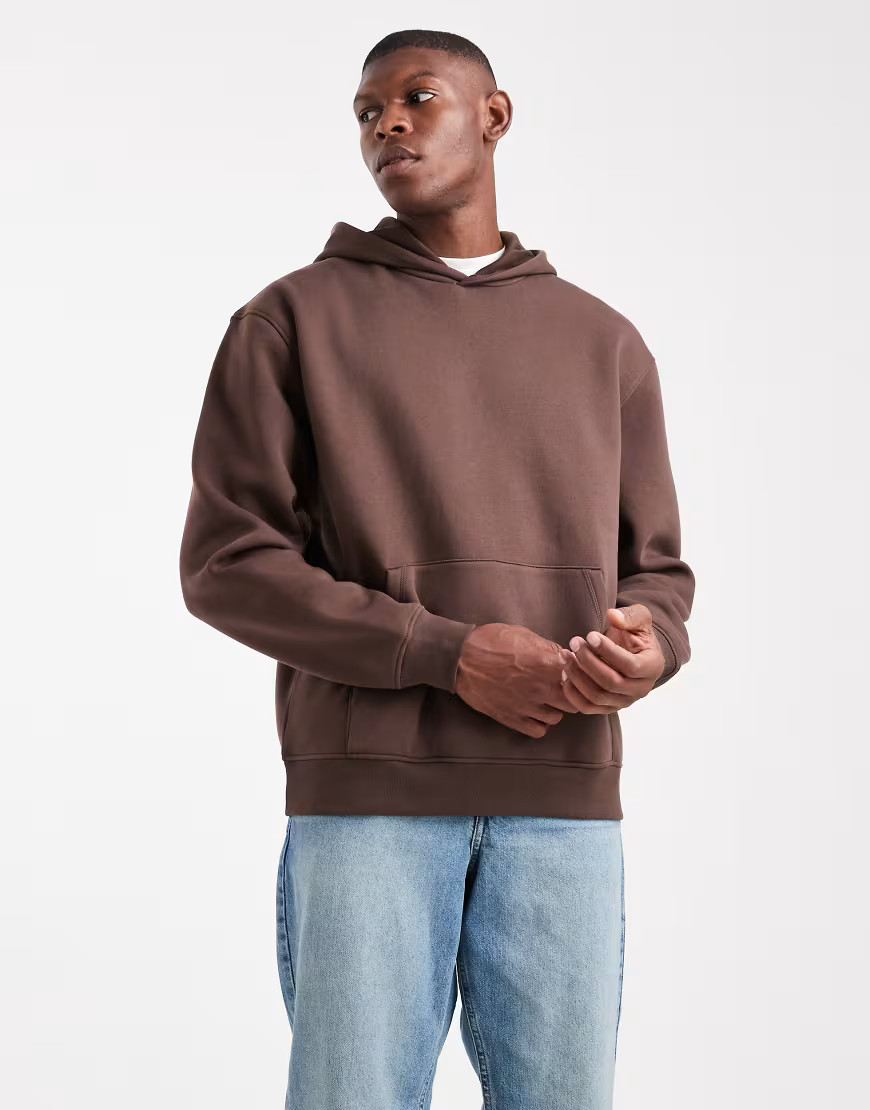 ASOS DESIGN essentials relaxed fit hoodie in brown | ASOS (Global)