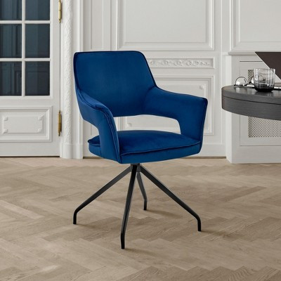GDFStudio Devora Velvet Upholstered Dining Chair with Wooden Legs, Blue | Target