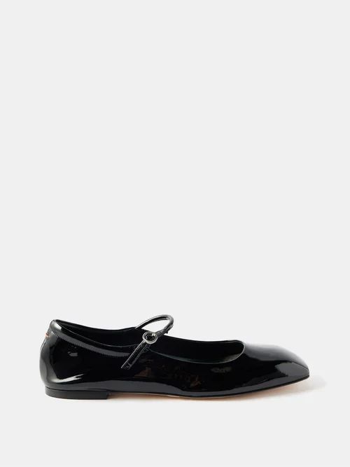 Aeyde - Uma Square-toe Patent-leather Ballet Pumps - Womens - Black | Matches (US)
