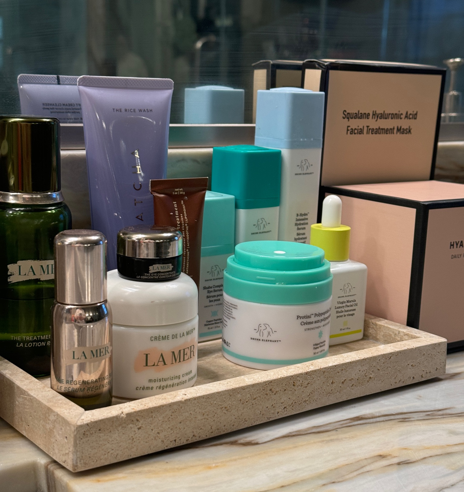 All of my skin care holy grails in one happy place ☀️ 

Drunk elephant, La mer, tatcha, Sephora, skin care, self care, moisturizer, cleanser, acne, serum, bathroom, master bath, counter 

#LTKFindsUnder100 #LTKBeauty