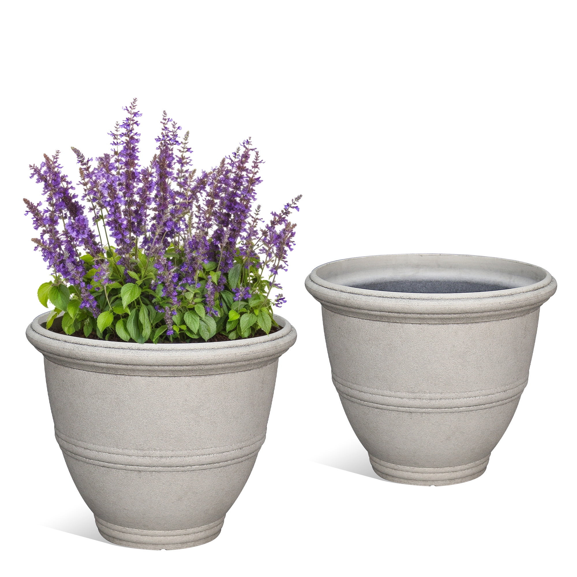 15.9" x 15.9" x 13.1" White Resin Stone Urn Set of 2 | Walmart (US)