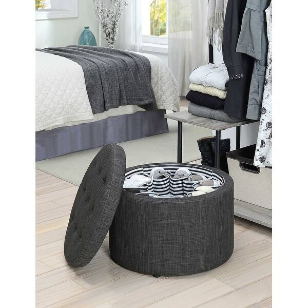 Convenience Concepts Designs4Comfort Round Shoe Storage Ottoman - Bed Bath & Beyond - 20559075 | Bed Bath & Beyond