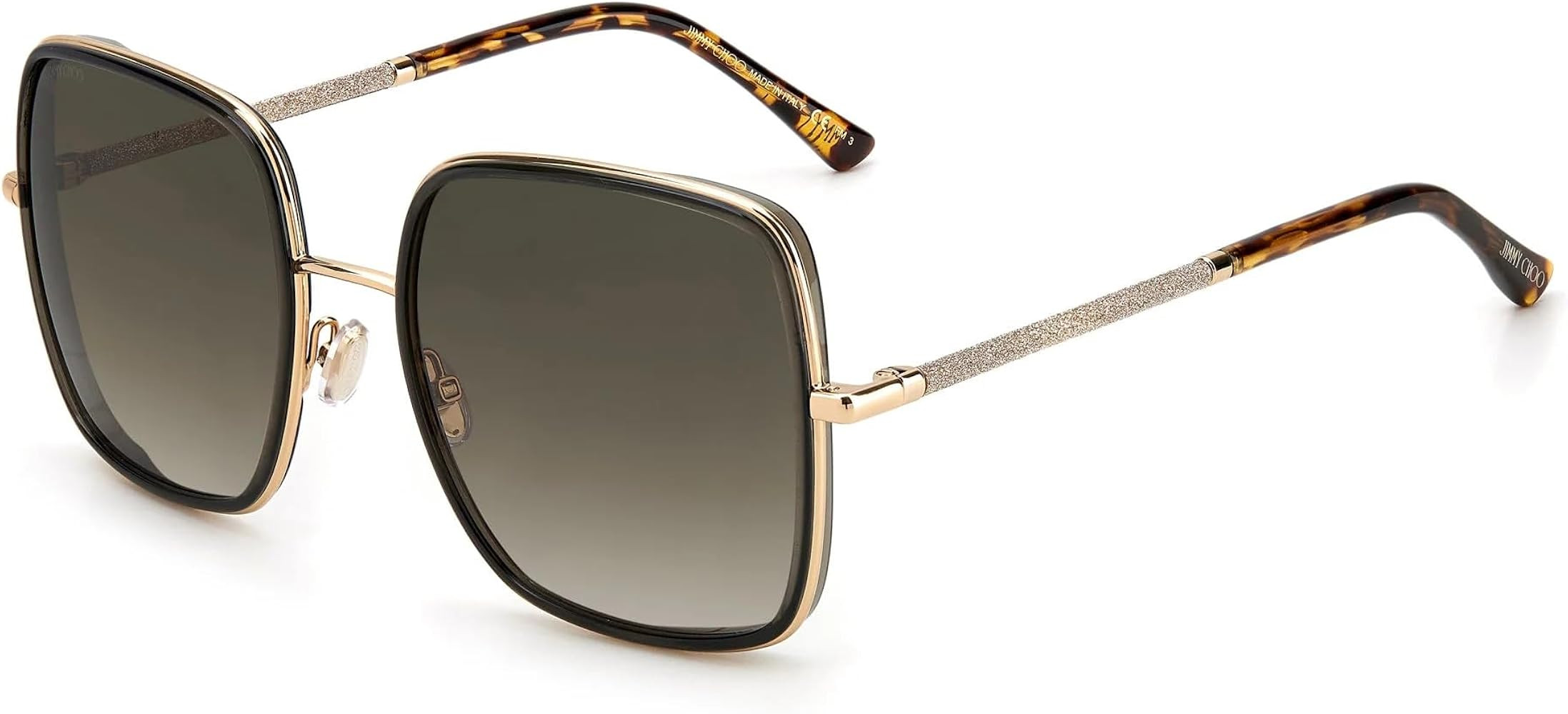 JIMMY CHOO Square Jayla Sunglasses 01QHA Gold Brown 57mm | Amazon (US)