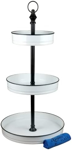 Brightest Place 3-Tiered White & Black Glossy Metal Tray Stand Farmhouse Decor & Coffee Station w... | Amazon (US)