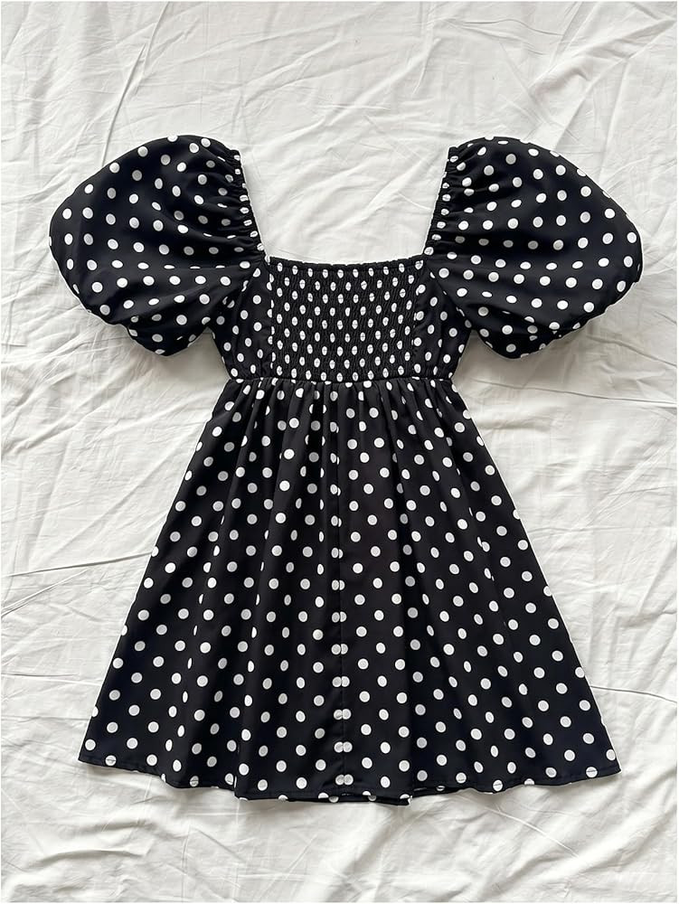 Floerns Women's Floral Dress Puff Sleeve Dress Square Neck Summer Vacation Picnic Mini Dresses | Amazon (US)