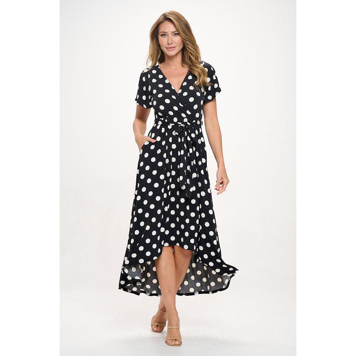 WEST K Women's Georgia Faux-Wrap Maxi Dress with High-Low Hem and Tie Waist - X Small - Black Whi... | Target